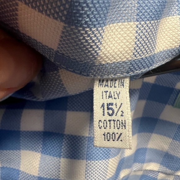 Duncan Quinn | Men's Button Down Top Check White‎ Blue Pink 15.5 Cotton - Picture 4 of 7